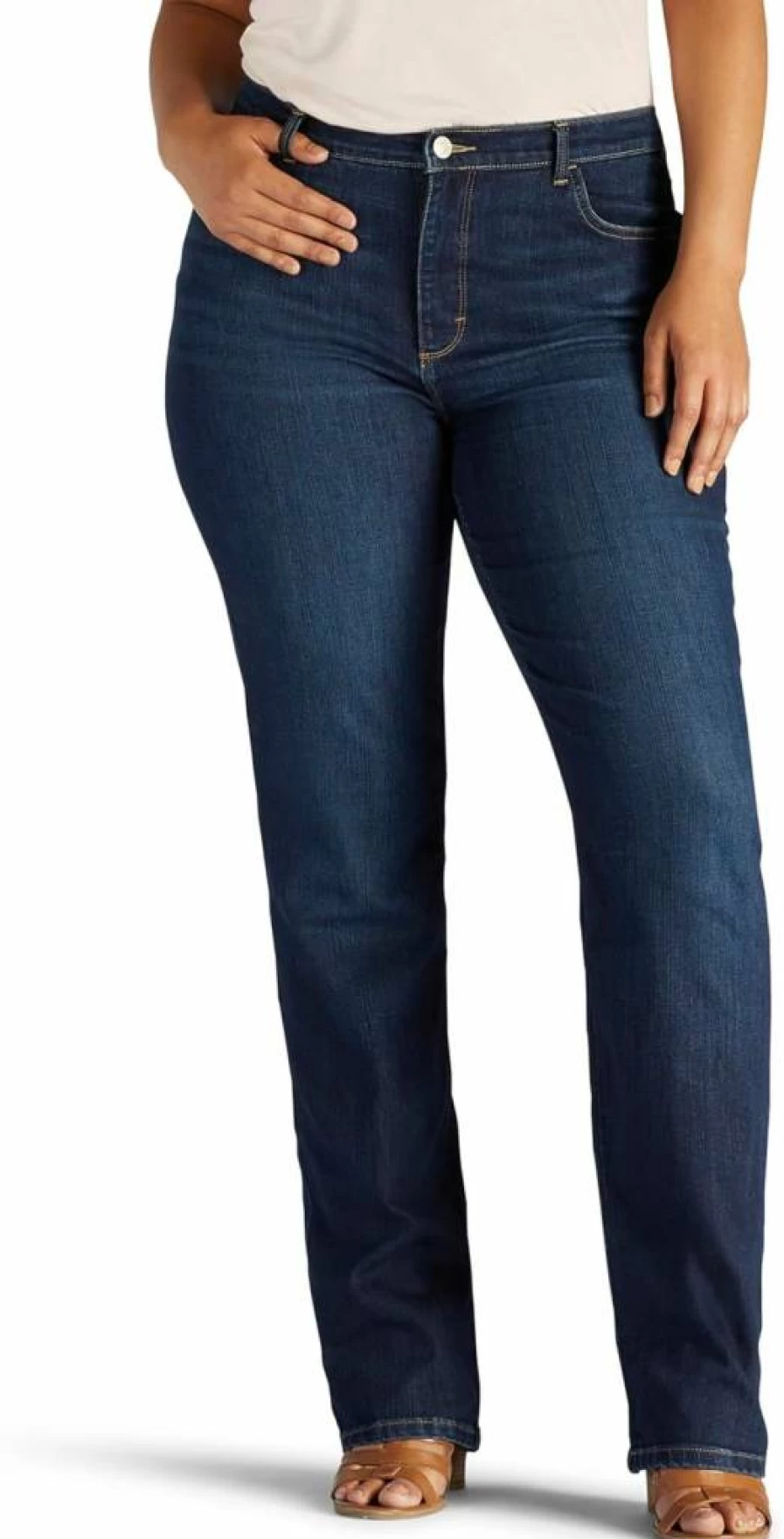 Lee Women's Plus Size Monroe Straight Leg Jeans - Classic Relaxed Fit for Comfort & Style