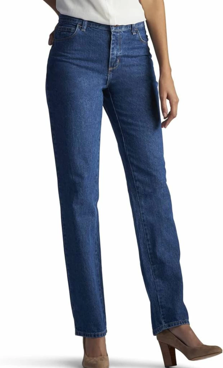 Lee Women's Straight Leg Relaxed Fit 100% Cotton Jeans for Comfort & Style