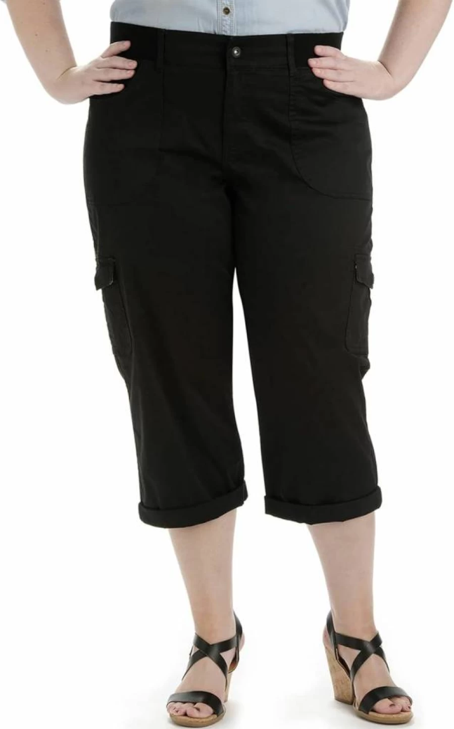 Lee Women's Plus Size Austyn Cargo Capri Pants - Relaxed Fit with Knit Waist