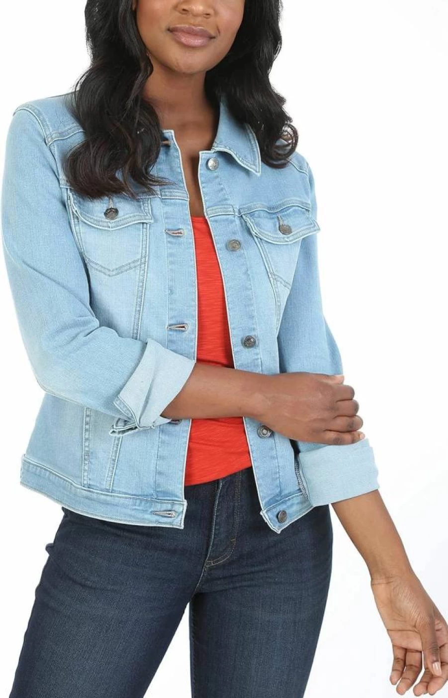 Riders by Lee Indigo Women's Denim Jacket - Vintage Style Distressed Blue Jean Jacket for Women