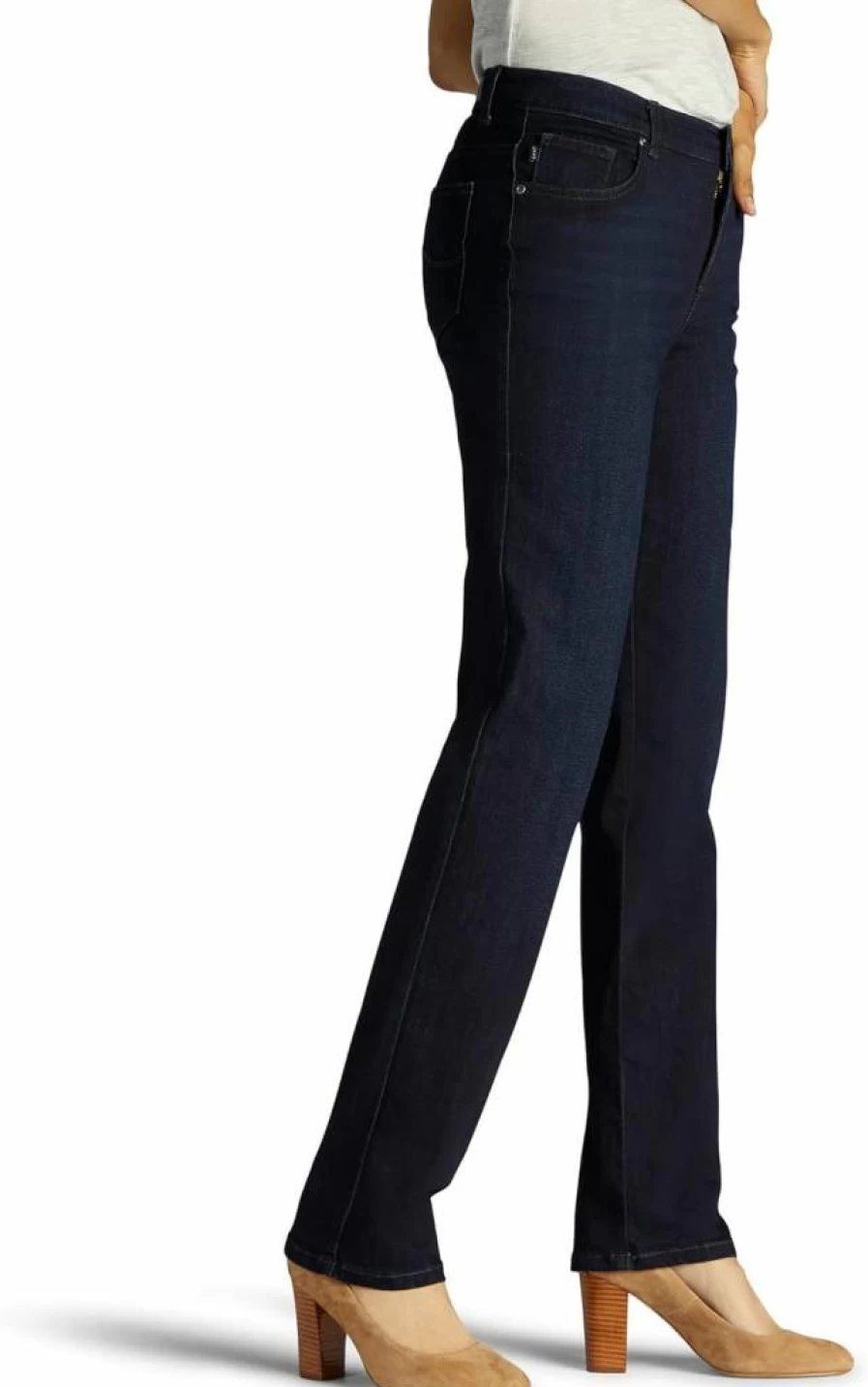 Lee Women's Petite Straight Leg Jeans - Relaxed Fit Comfort Denim Pants