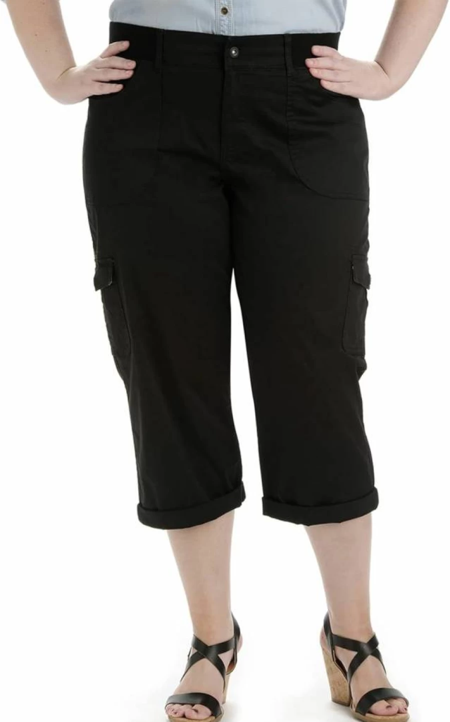 Lee Women's Plus Size Austyn Cargo Capri Pants - Relaxed Fit with Knit Waist for Comfort