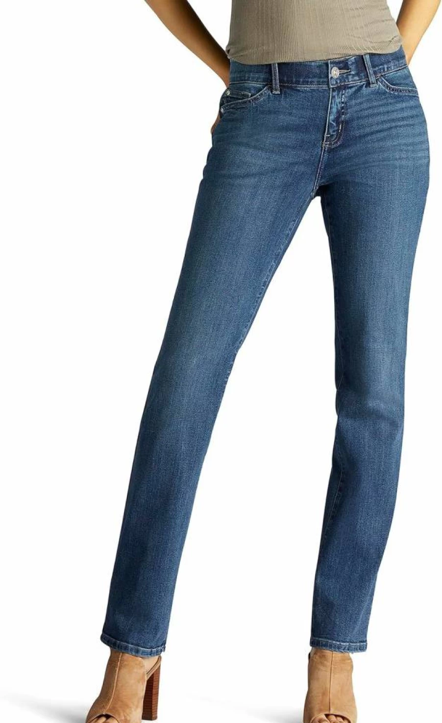Lee Women's Petite Straight Leg Jeans with Flex Motion Comfort - Ultra Lux Fit