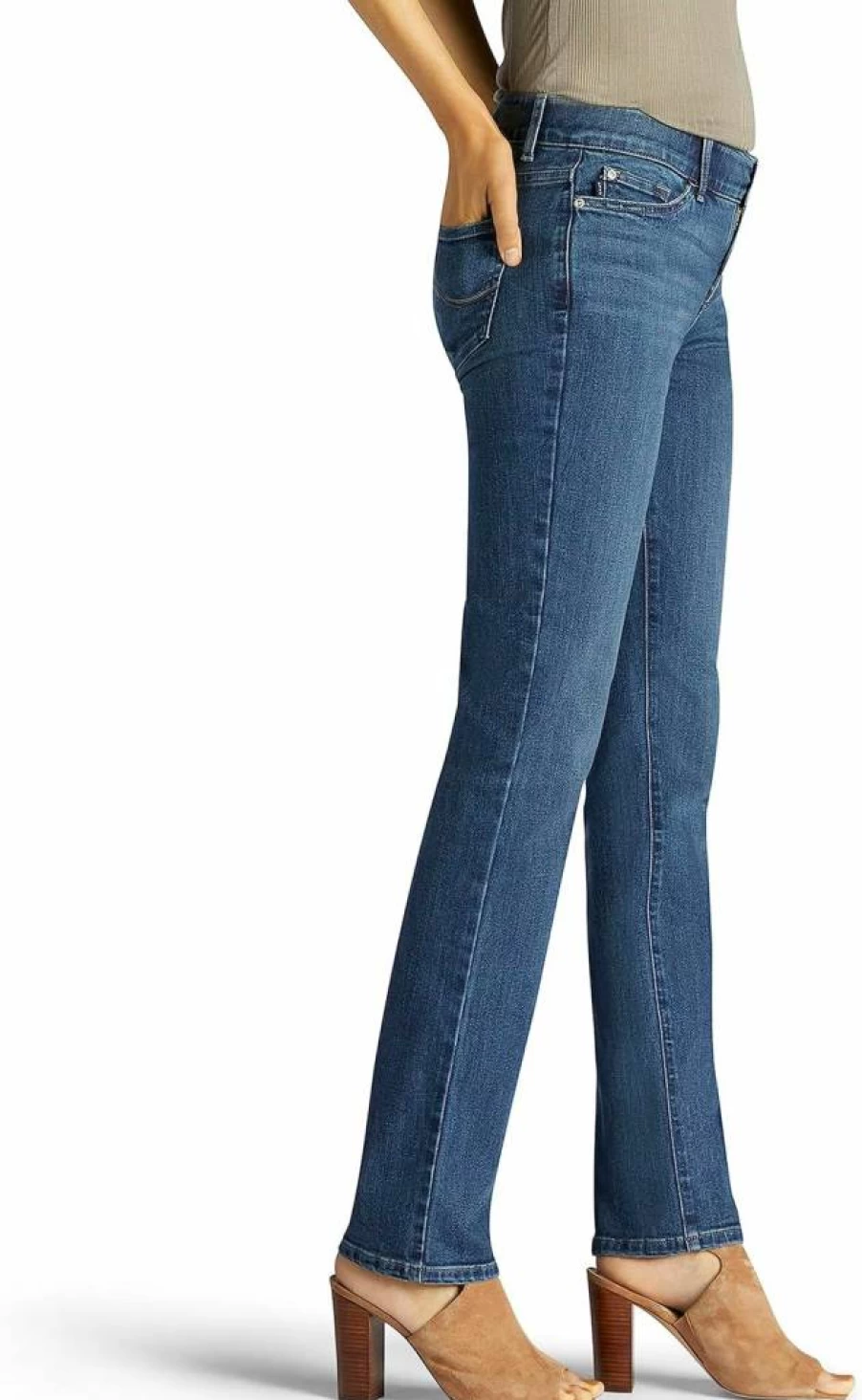 Lee Women's Petite Straight Leg Jeans with Flex Motion Comfort - Ultra Lux Fit