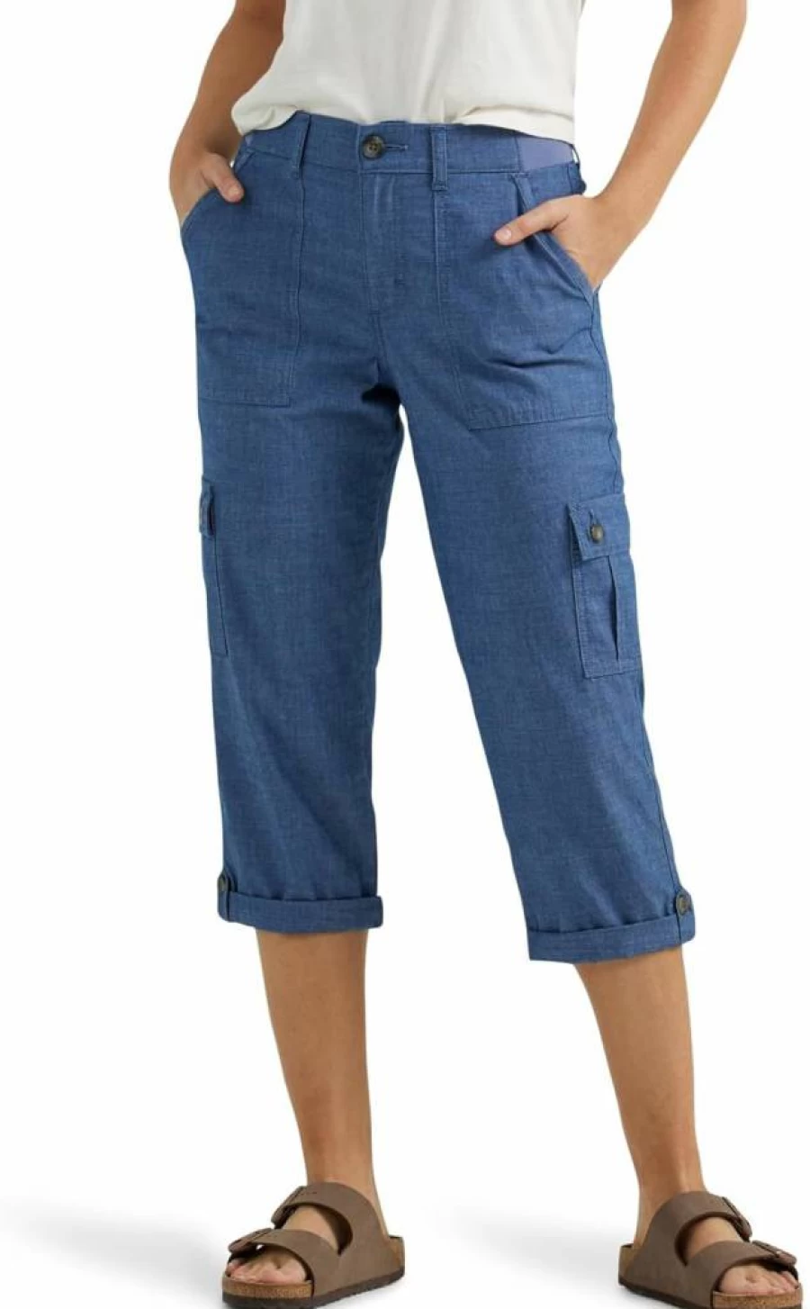 Lee Women's Ultra Lux Comfort Flex-To-Go Cargo Capri Pants - Stretch Fit Casual Summer Pants