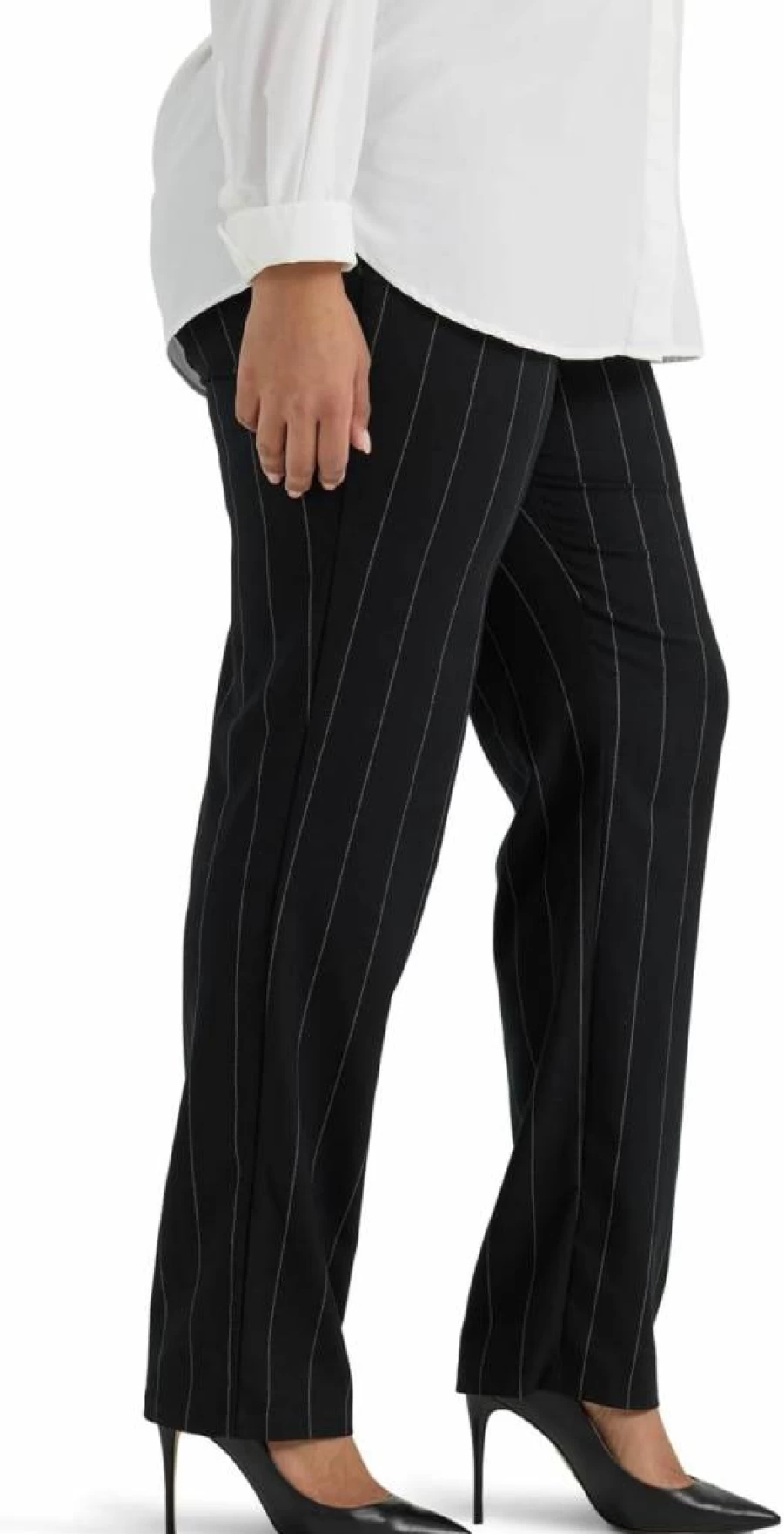 Lee Women's Plus Size Straight Leg Pants - Wrinkle Free Relaxed Fit Comfort Casual Trousers
