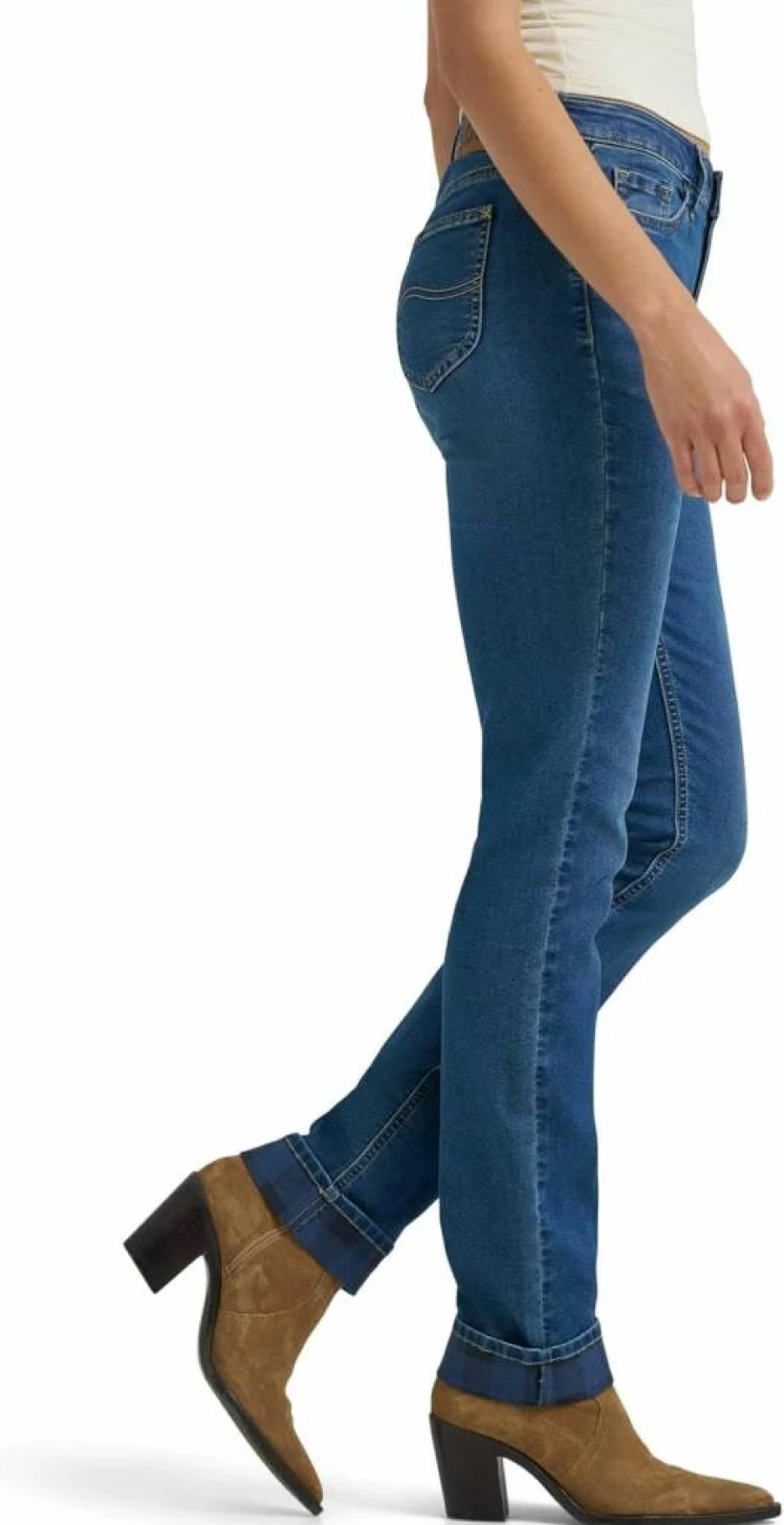 Lee Women's Legendary Mid Rise Straight Leg Jeans - Classic Fit Denim Pants for Everyday Comfort