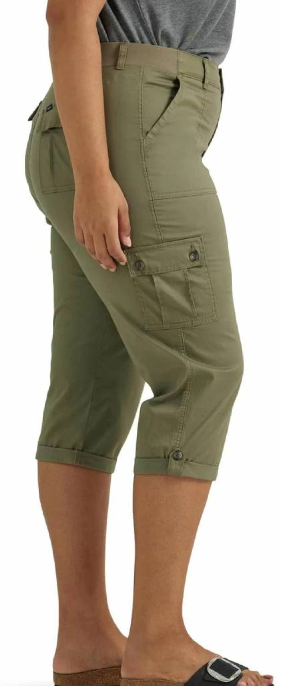 Lee Women's Plus Size Comfort Stretch Cargo Capri Pants with Flex-To-Go Technology
