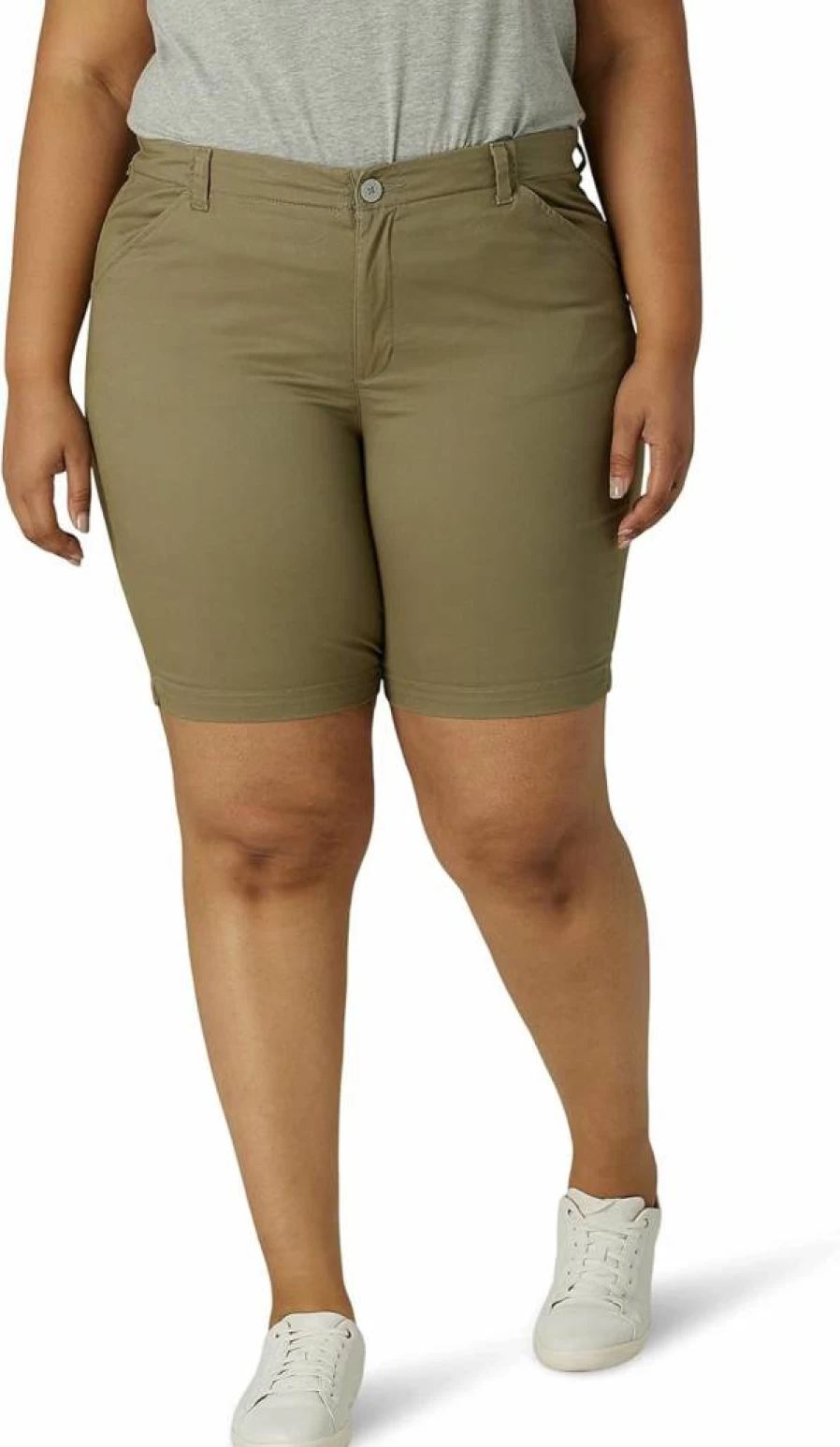 Lee Women's Plus Size 9" Bermuda Shorts - Comfort Stretch Chino Shorts for Women