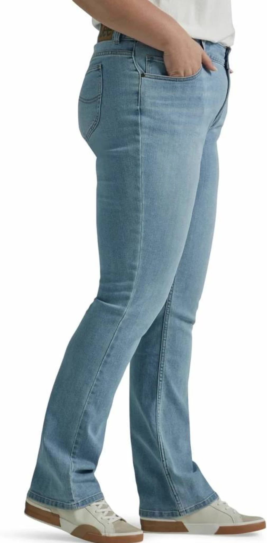 Lee Women's Plus Size Relaxed Fit Tapered Leg Jeans with Side Elastic Comfort