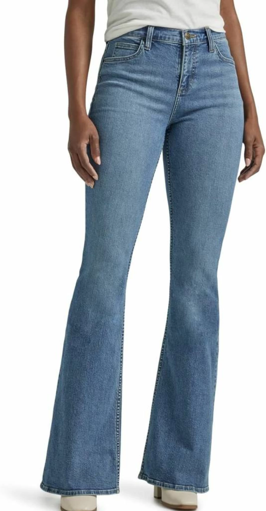 Lee Women's Classic Mid Rise Bootcut Jeans - Retro Flare Denim Pants for Women