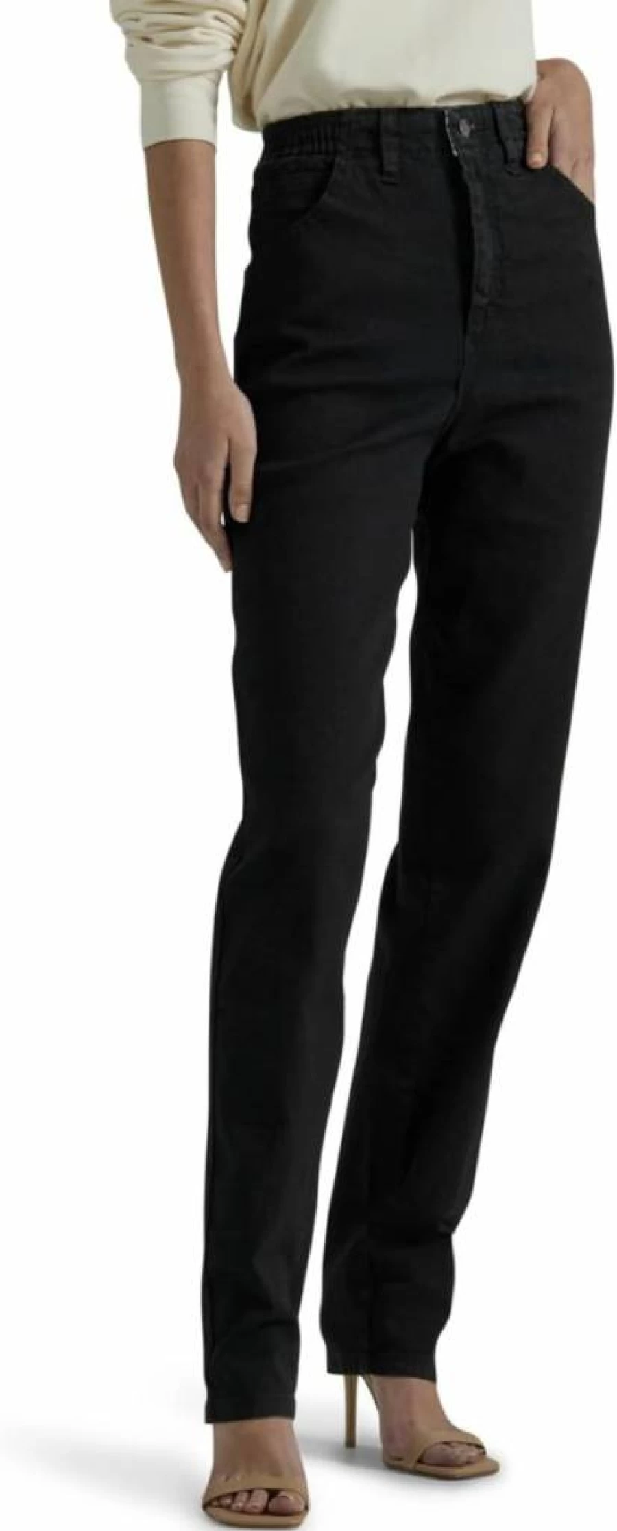 Lee Women's Relaxed Fit Tapered Leg Jeans with Side Elastic Comfort