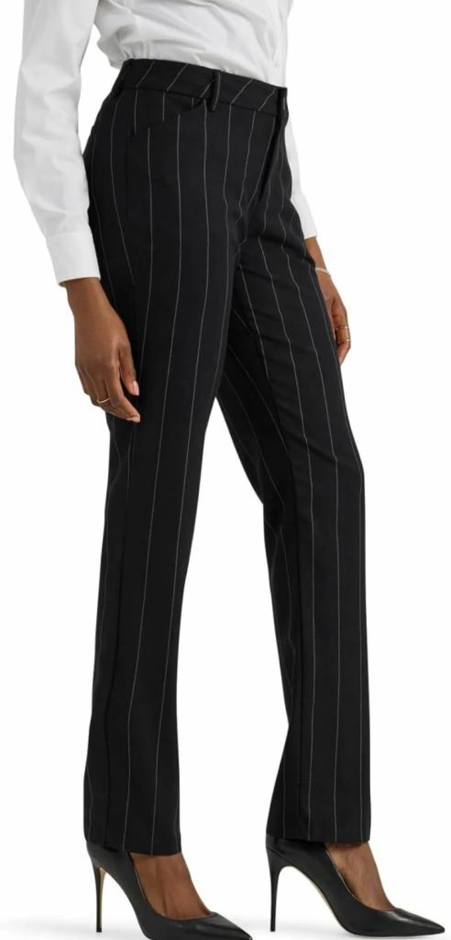 Lee Women's Comfort Stretch Straight Leg Pants - Wrinkle Resistant Relaxed Fit Trousers