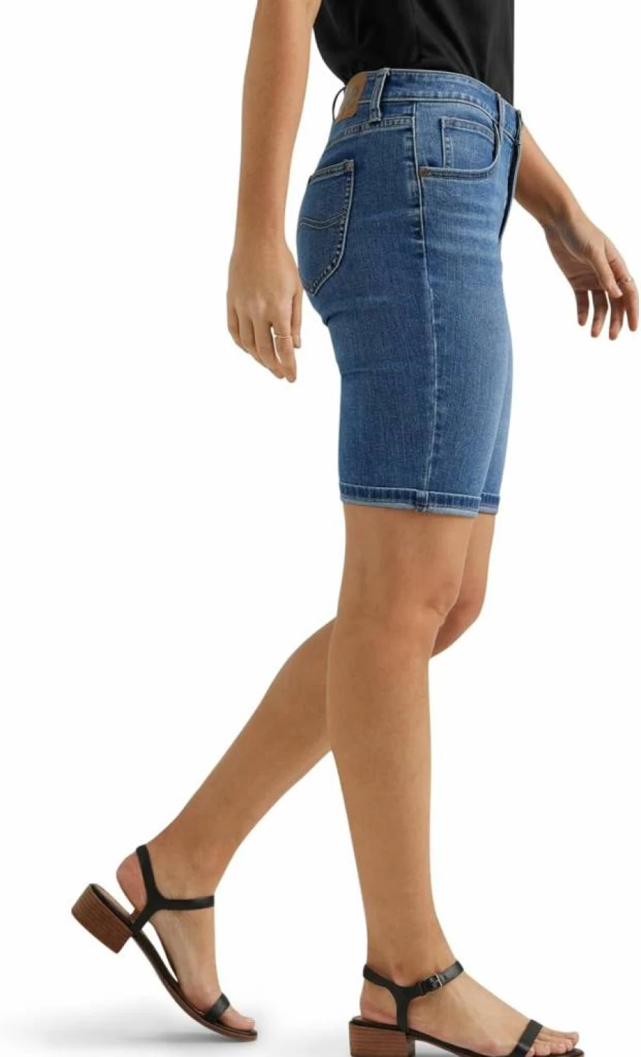 Lee Women's Classic Rolled-Up Denim Bermuda Shorts - Comfort Fit Stretch Jeans Shorts for Women