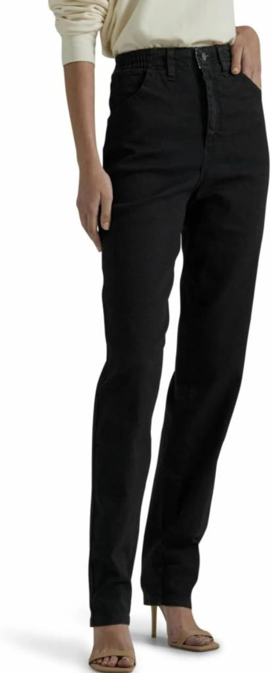 Lee Women's Relaxed Fit Tapered Leg Jeans with Side Elastic Comfort