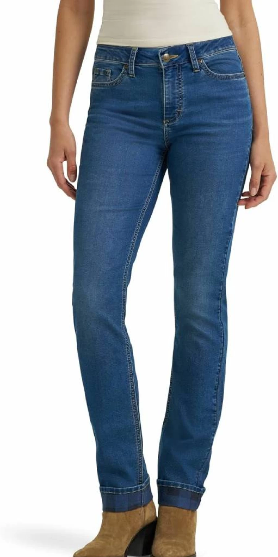 Lee Women's Legendary Mid Rise Straight Leg Jeans - Classic Fit Denim Pants for Everyday Comfort