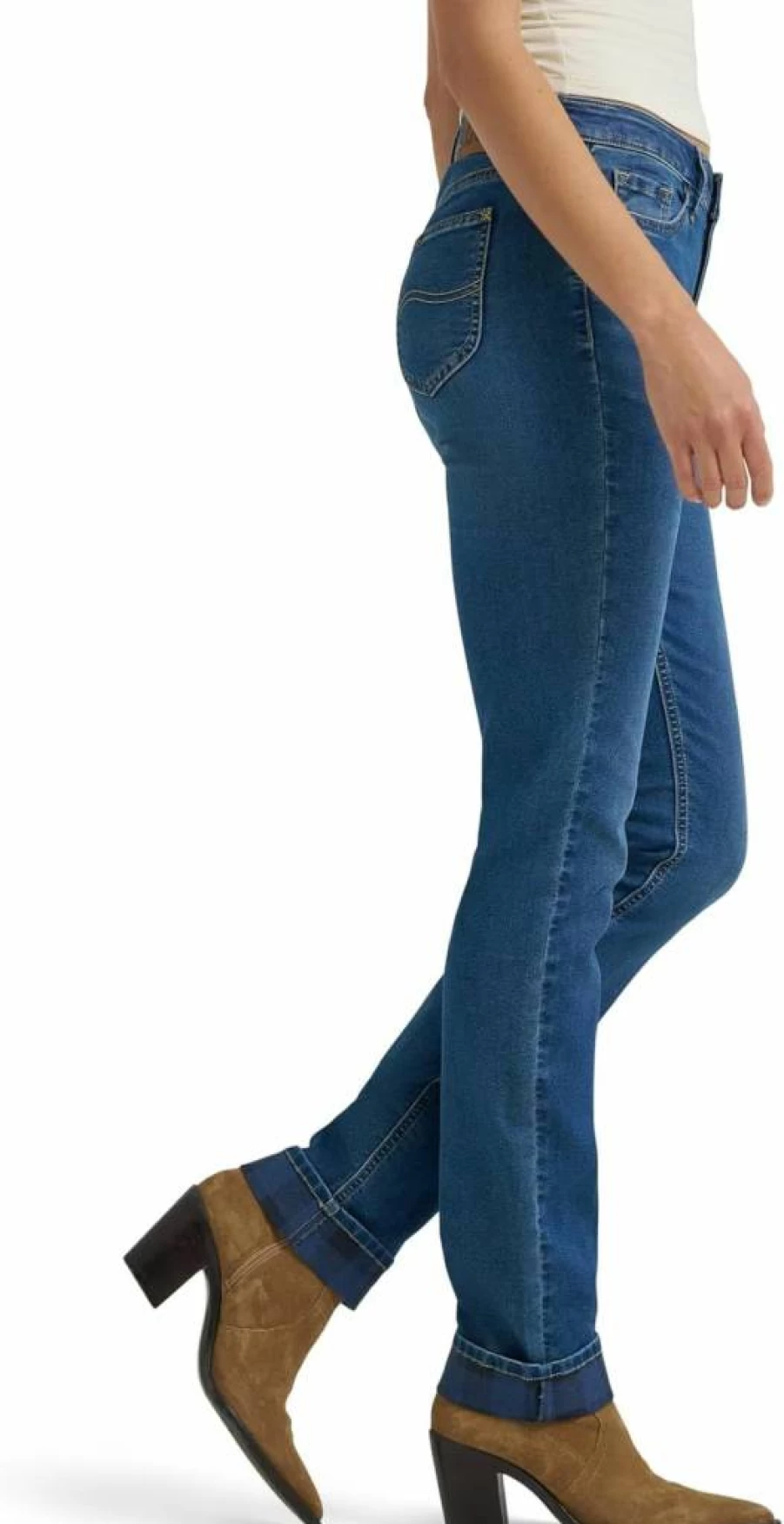 Lee Women's Legendary Mid Rise Straight Leg Jeans - Classic Fit Denim Pants for Everyday Comfort