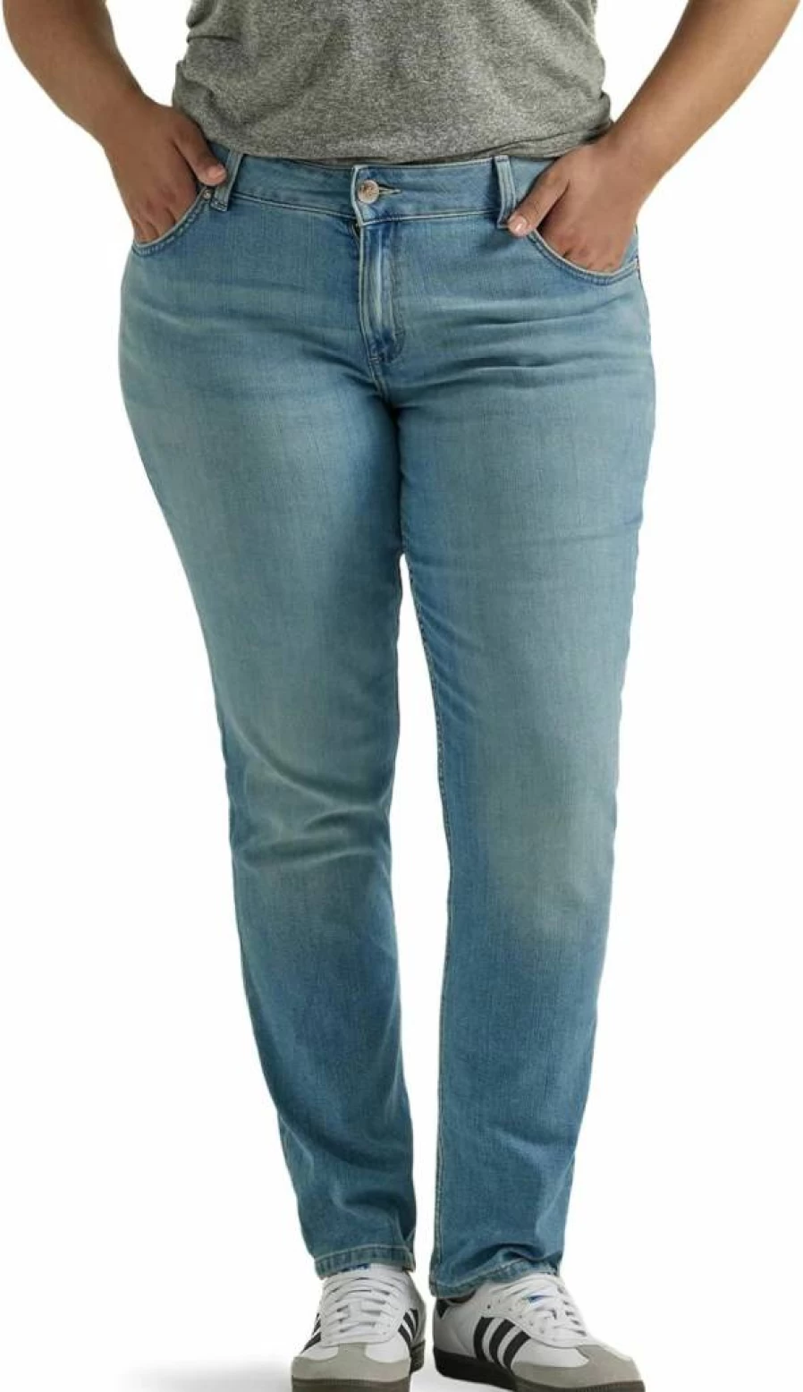 Lee Women's Plus Size Straight Leg Jeans - Mid Rise Comfort Fit Denim Pants