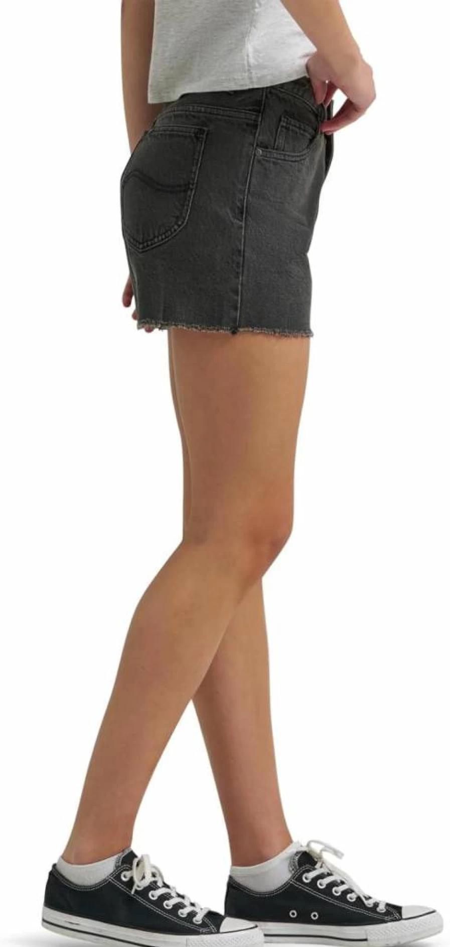 Lee Women's High-Waisted 3" Denim Shorts - Classic Fit Distressed Cut-Off Style