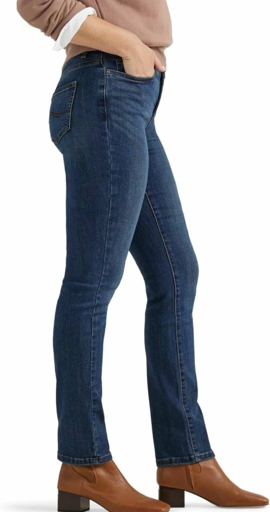 Lee Women's Ultra Lux Comfort Flex Motion Straight Leg Jeans - Stretch Denim Pants for Everyday Wear