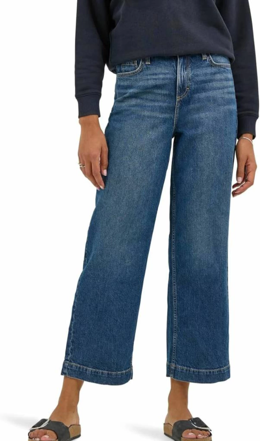 Lee Women's High-Rise Wide Leg Crop Jeans - 26" Inseam Comfort Fit Denim