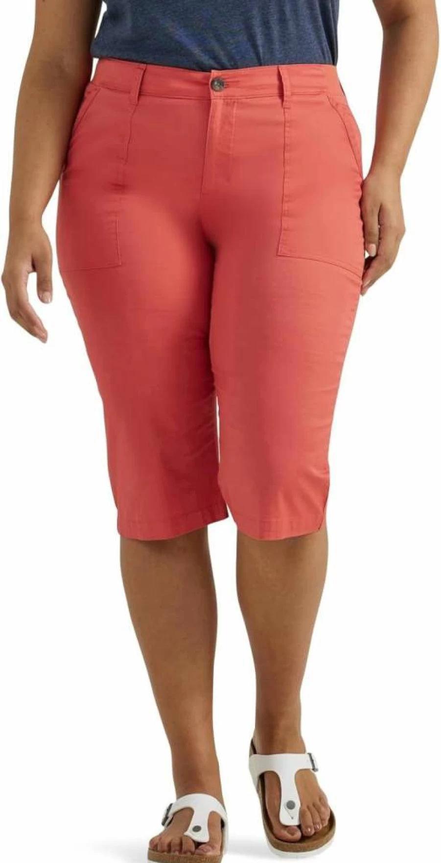 Lee Women's Plus Size Skimmer Capri Pants with Flex-To-Go Comfort & Utility Design