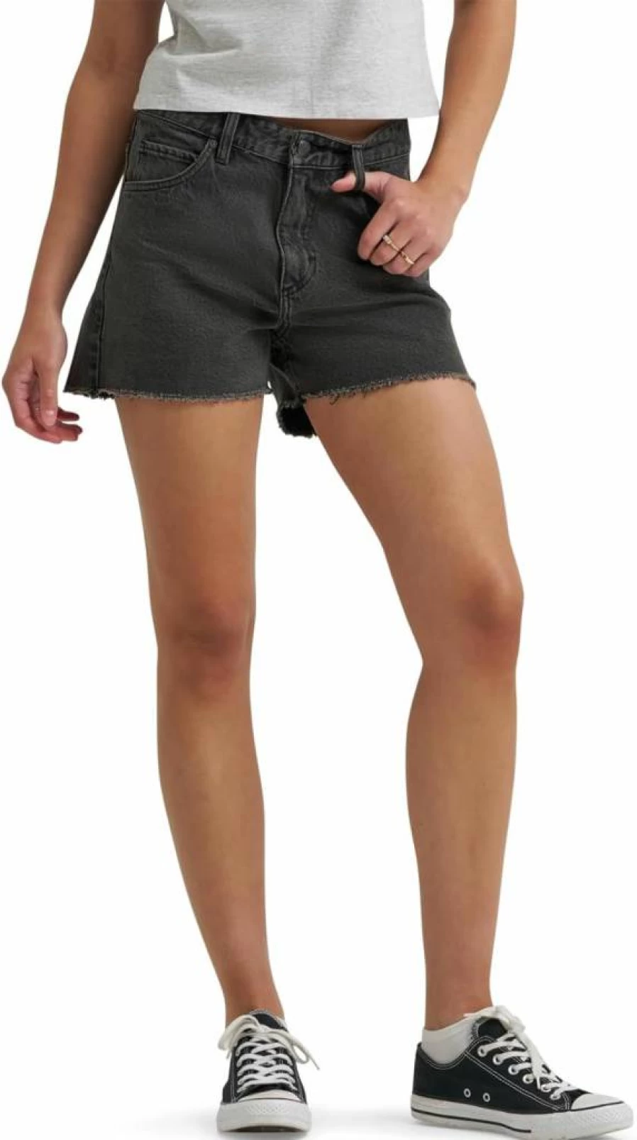 Lee Women's High-Waisted 3" Denim Shorts - Classic Fit Distressed Cut-Off Shorts for Summer