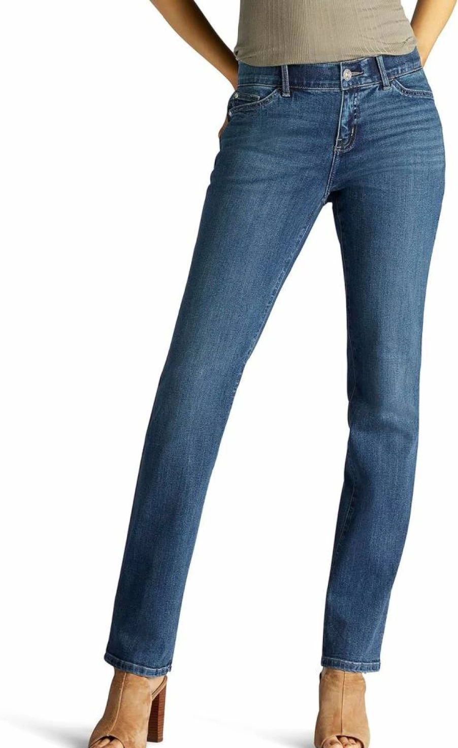 Lee Women's Petite Straight Leg Jeans with Flex Motion Comfort - Ultra Lux Fit