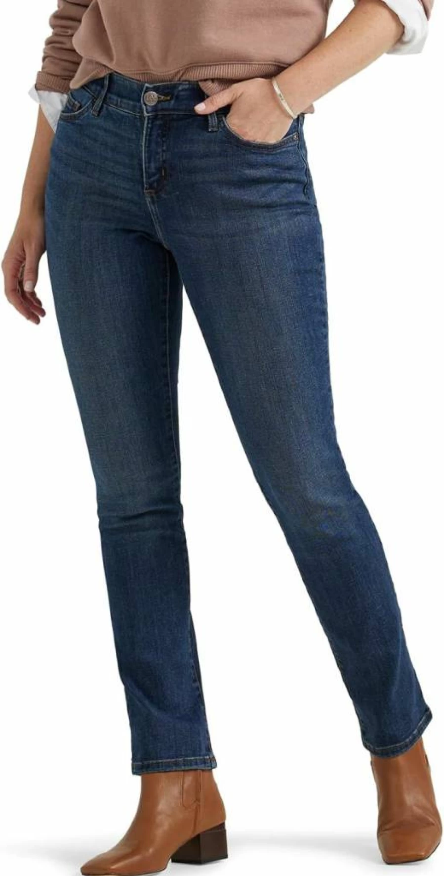 Lee Women's Ultra Lux Comfort Flex Motion Straight Leg Jeans - Stretch Denim Pants for Everyday Wear