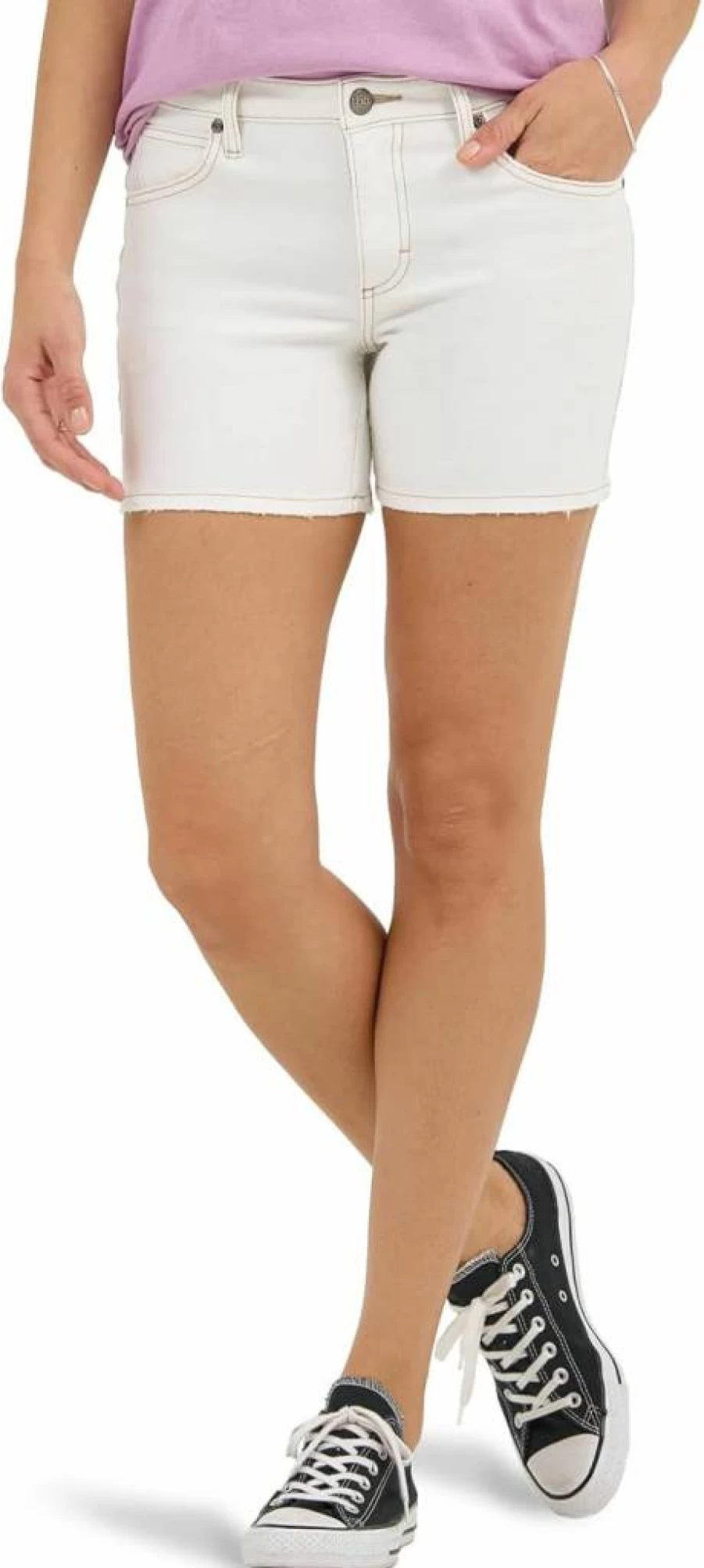 Lee Women's Legendary 5" Denim Shorts - Classic Fit Stretch Comfort Vintage Blue Jeans Shorts