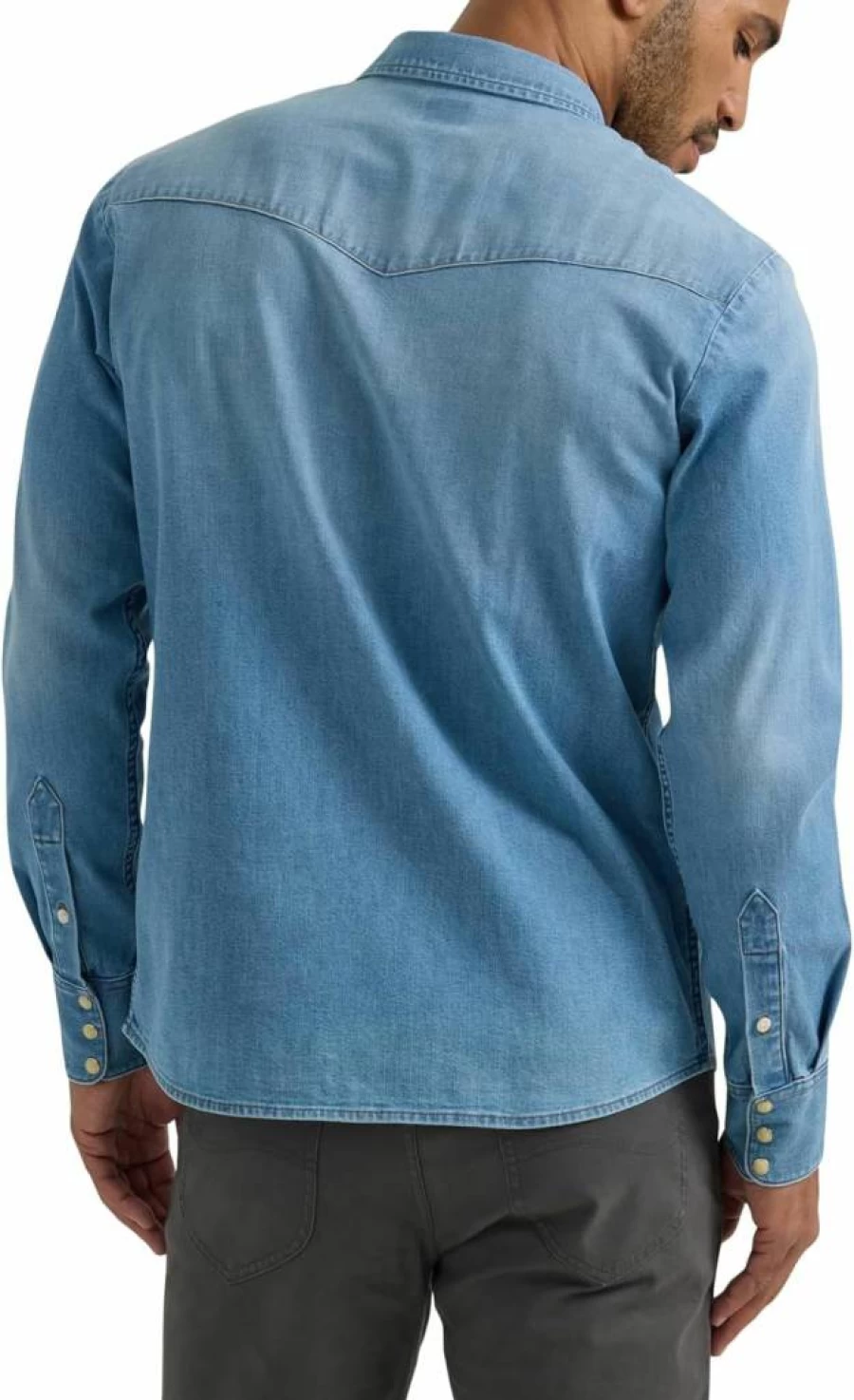 Lee Men's Classic Western Shirt - Vintage Denim Work Shirt for Men