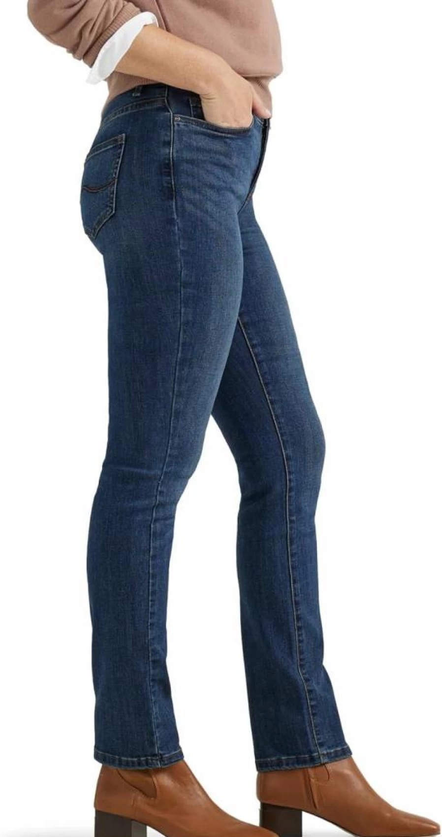 Lee Women's Ultra Lux Comfort Flex Motion Straight Leg Jeans - Stretch Denim Pants for Everyday Wear
