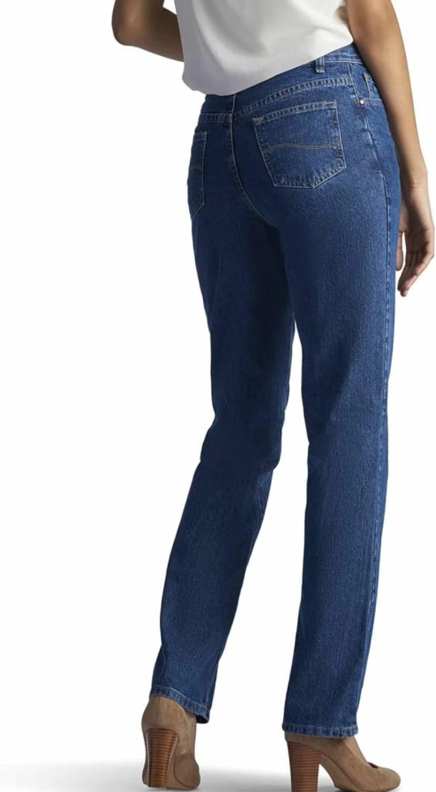 Lee Women's Straight Leg Relaxed Fit 100% Cotton Jeans for Comfort & Style