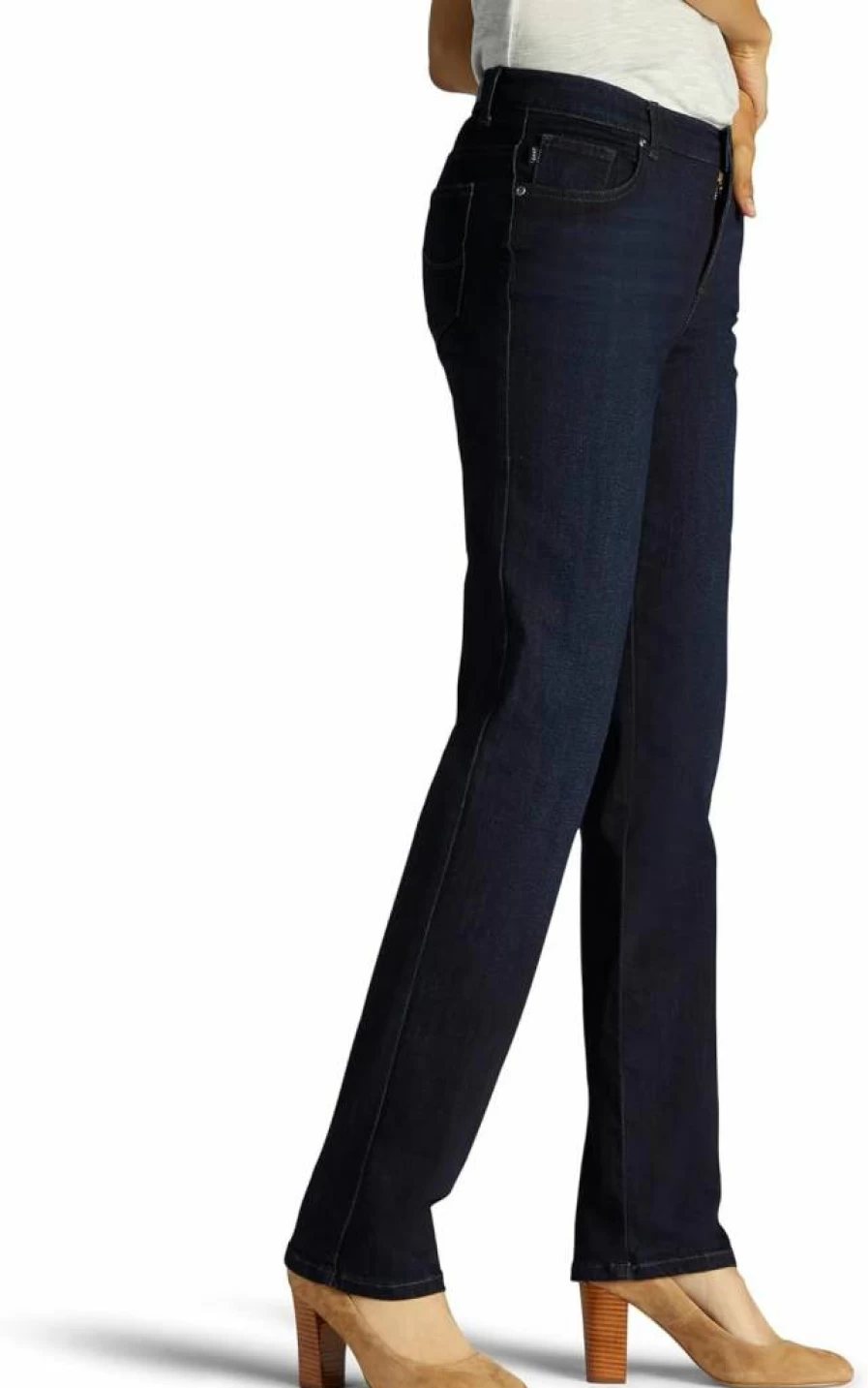 Lee Women's Petite Straight Leg Jeans - Relaxed Fit Comfort Denim Pants