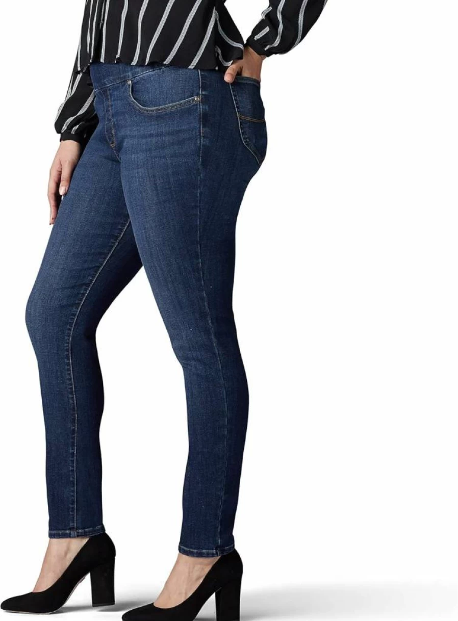 Lee Women's Plus Size Skinny Jeans - Stretch Slim Fit Pull-On Denim Pants