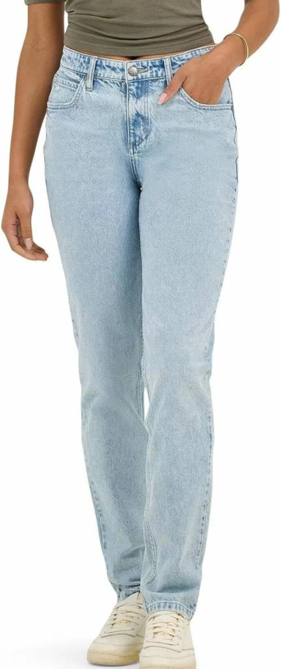 Lee Women's Vintage 90's High-Waisted Straight Leg Jeans - Classic Retro Denim Pants