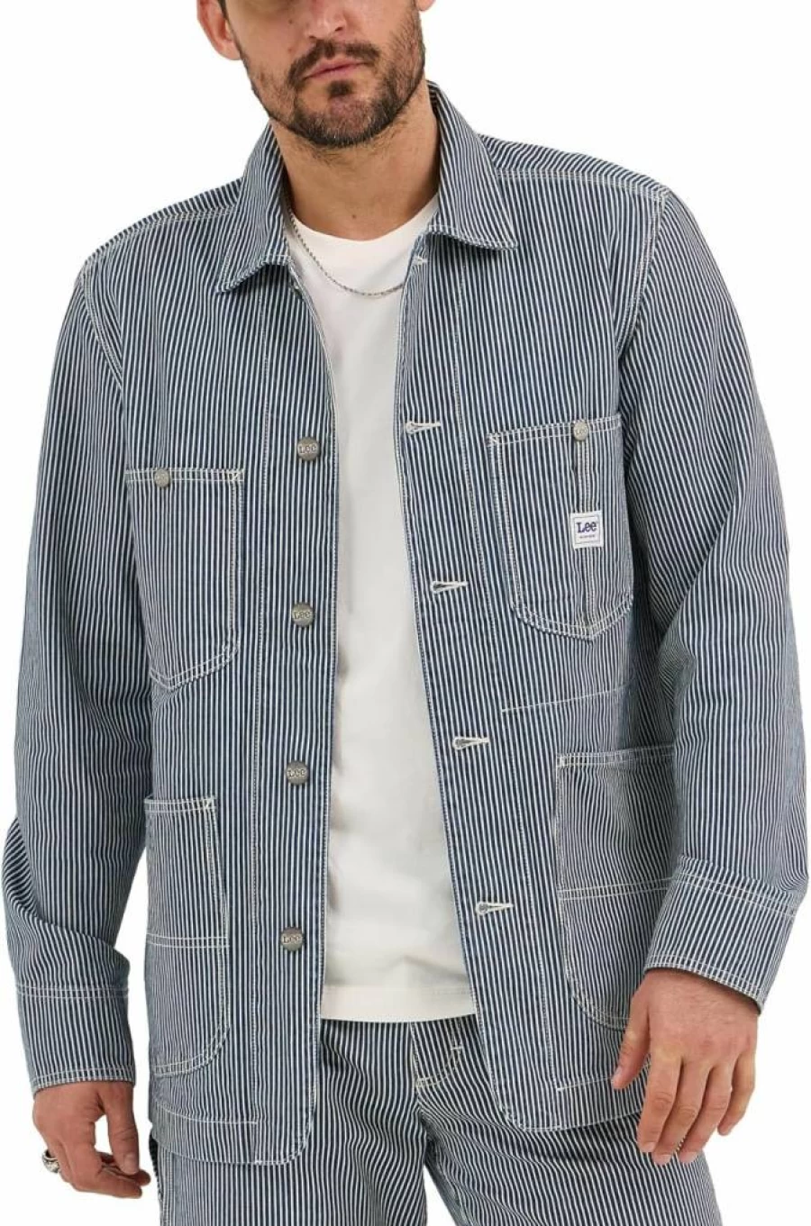 Lee Men's Loose Fit Denim Chore Coat - Durable Workwear Jacket for Men