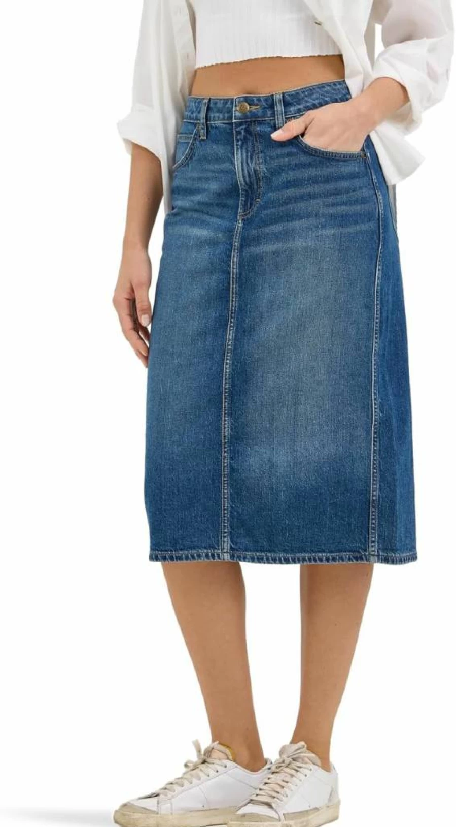 Lee Women's Classic Denim Skirt - Vintage High-Waisted A-Line Skirt for Women
