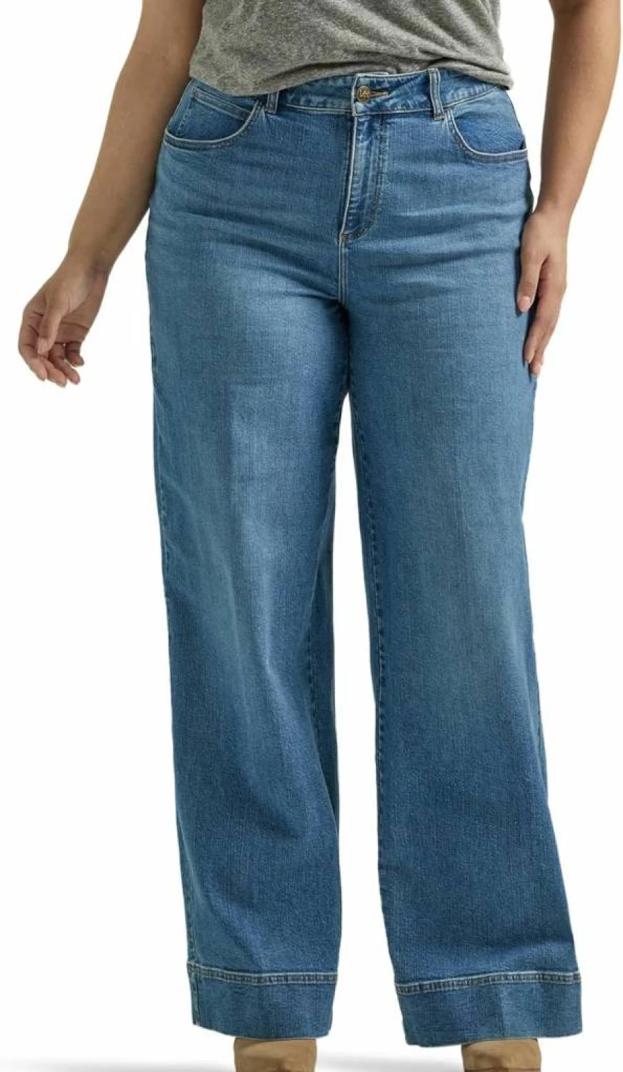 Lee Women's Plus Size High Rise Straight Leg Jeans - Legendary Fit Comfort Stretch Denim Pants
