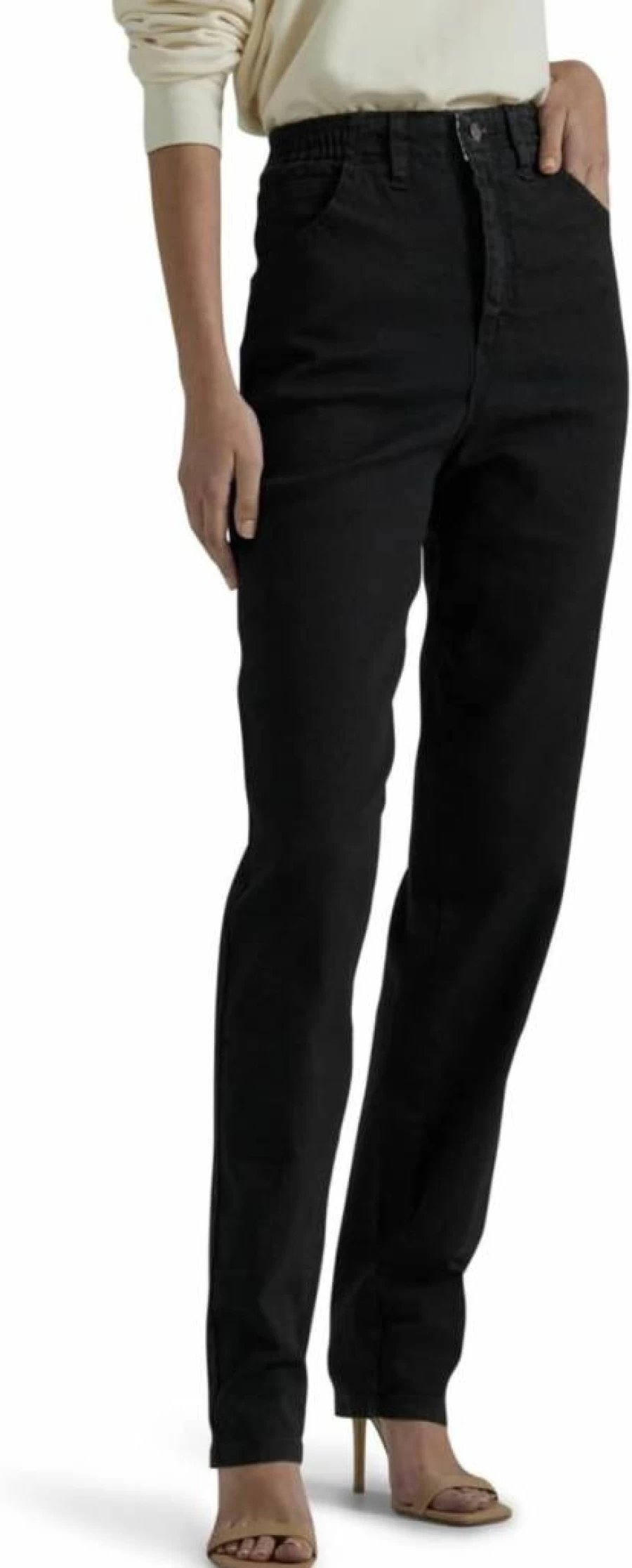 Lee Women's Relaxed Fit Tapered Leg Jeans with Side Elastic Comfort