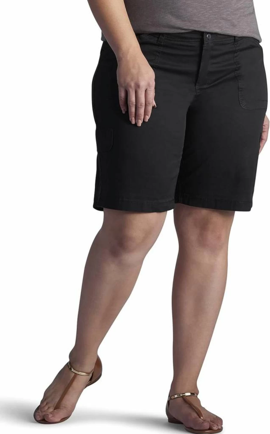Lee Women's Plus Size Cargo Bermuda Shorts with Knit Waist - Relaxed Fit Comfort