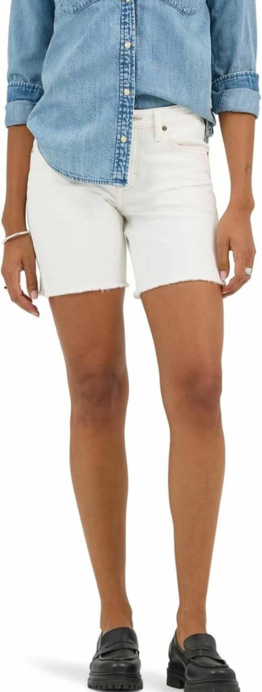 Lee Women's High-Waisted 7" Denim Shorts with Side Slits - Classic Fit Stretch Jeans Shorts