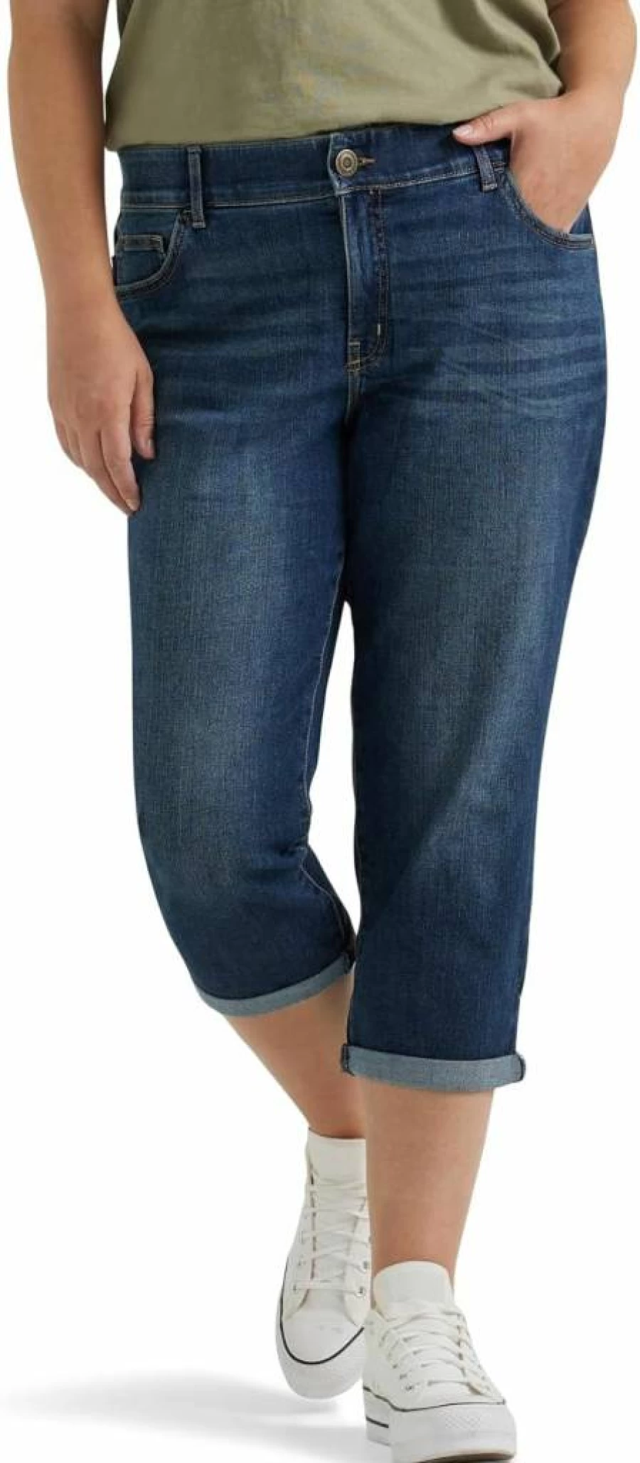 Lee Women's Plus Size Flex Motion Capri Jeans - Stretch Comfort Regular Fit 5-Pocket Denim Pants