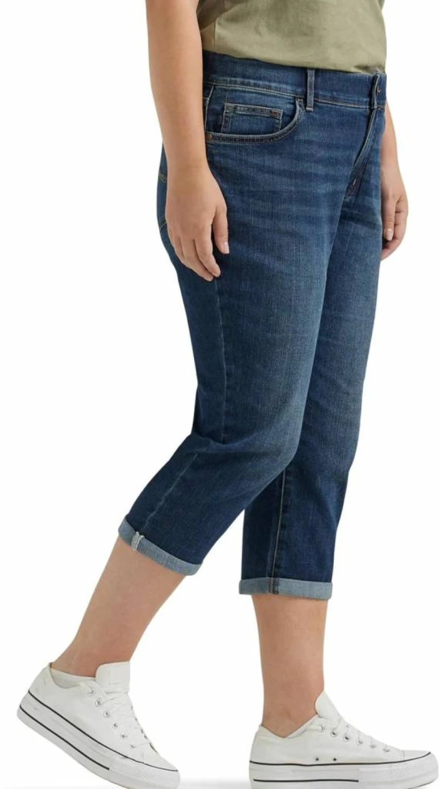Lee Women's Plus Size Flex Motion Capri Jeans - Stretch Comfort Regular Fit 5-Pocket Denim Pants