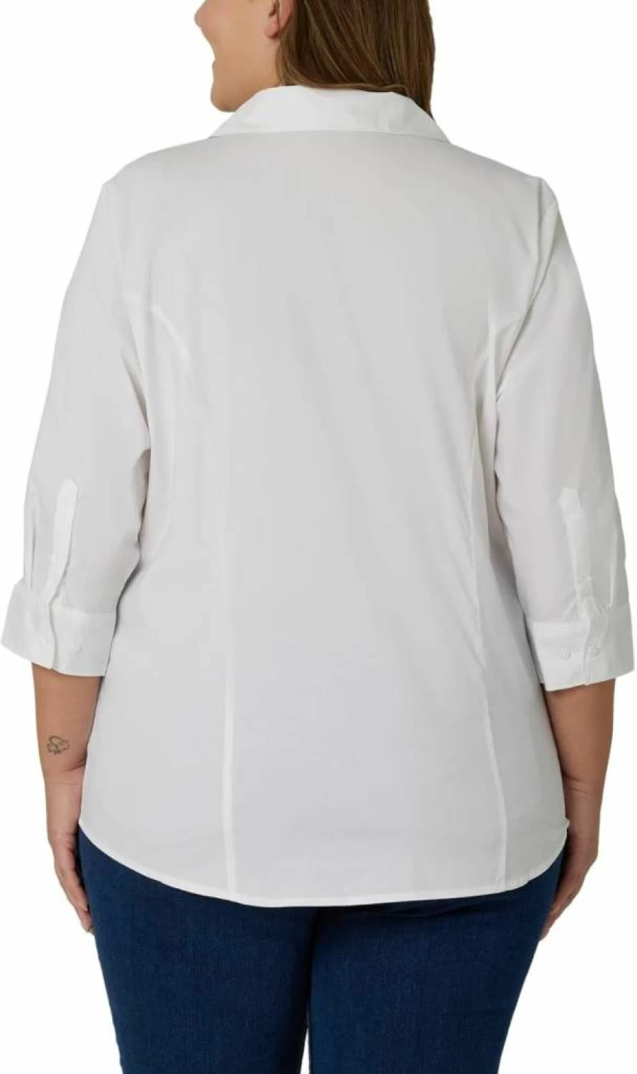 Riders by Lee Indigo Women's Plus Size Woven Shirt - Easy Care Quarter Sleeve Top