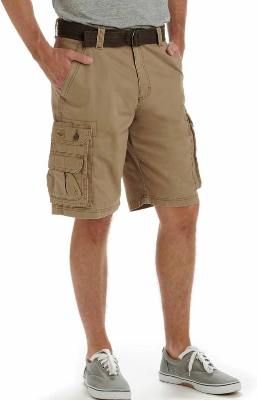 Lee Men's Big & Tall Wyoming Cargo Shorts with Belt - Comfort Fit Stretch Denim