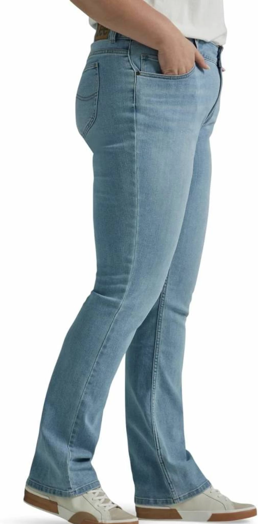 Lee Women's Plus Size Relaxed Fit Tapered Leg Jeans with Side Elastic Comfort