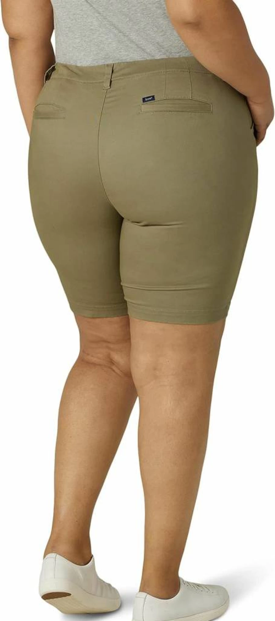 Lee Women's Plus Size High-Waisted 9" Bermuda Shorts - Comfort Stretch Chino for Casual Wear