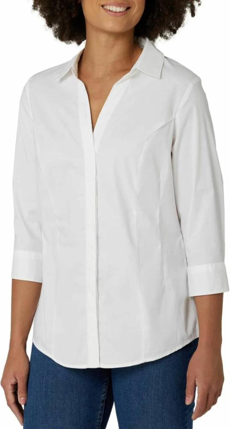 Riders by Lee Indigo Women's Plus Size Woven Shirt - Easy Care Long Sleeve Top