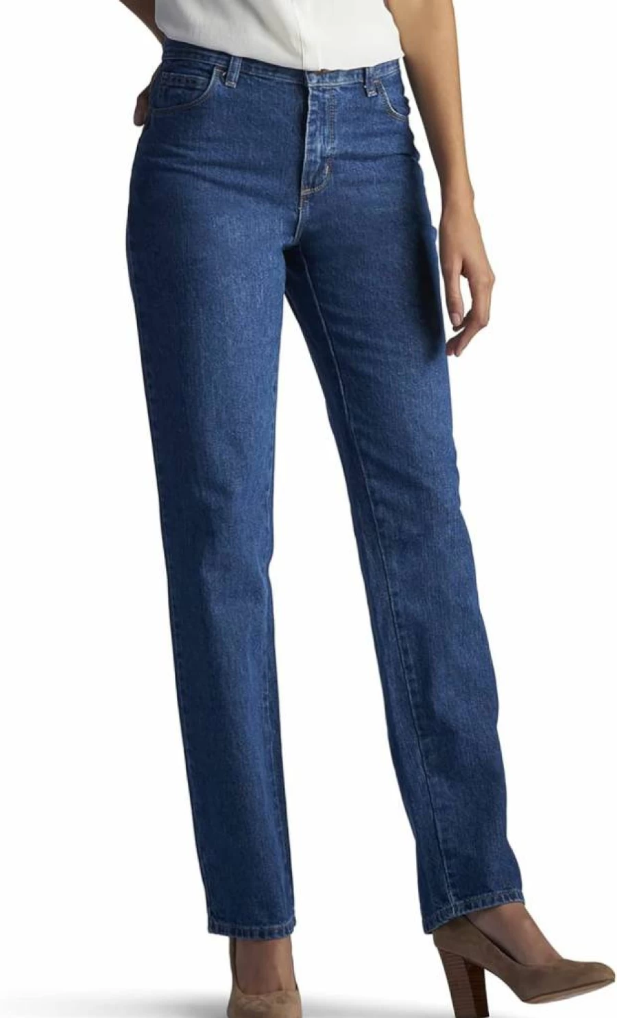 Lee Women's Relaxed Fit Straight Leg Jeans - 100% Cotton Comfort Denim Pants